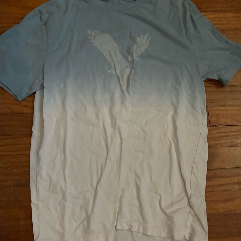 American Eagle Outfitters Blue and White Gradient Tee